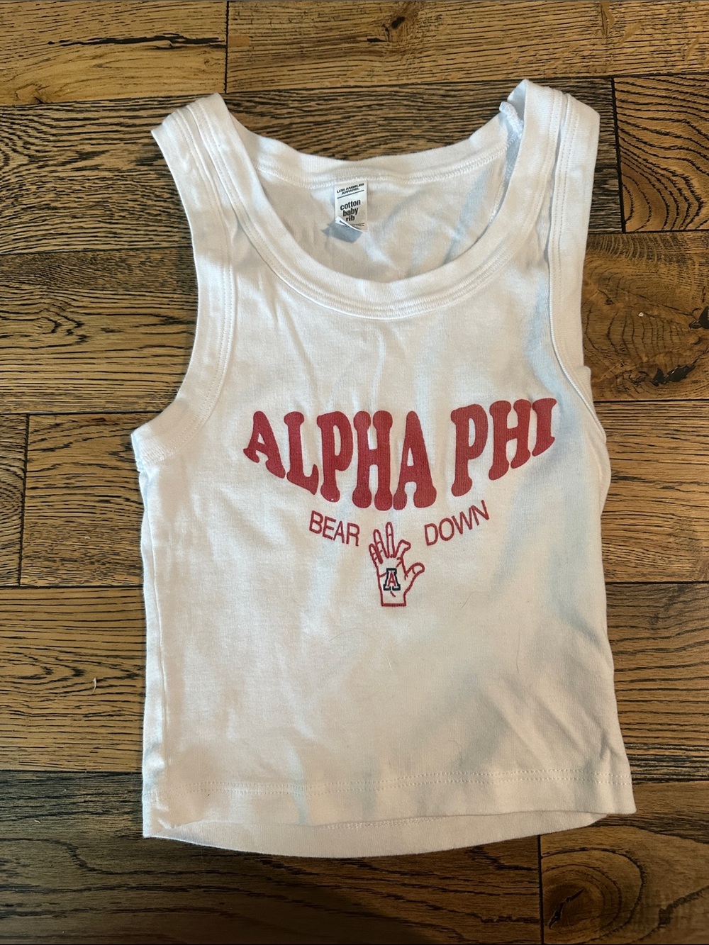 Alpha Phi White Tank Top - Red Graphic